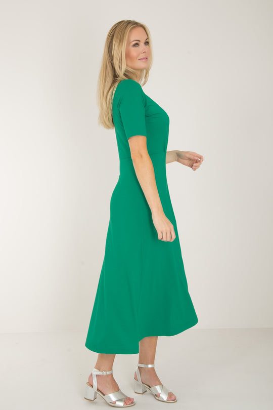 My most comfy midi jersey dress - Emerald Green - Grön, vadlång klänning i trikå