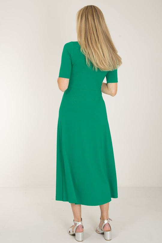 My most comfy midi jersey dress - Emerald Green - Grön, vadlång klänning i trikå