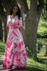 Flowy maxi jersey dress - Pink - Mönstrad maxilång trikåklänning