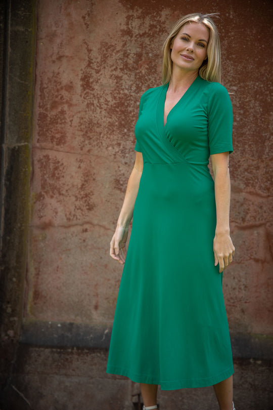 My most comfy midi jersey dress - Emerald Green - Grön, vadlång klänning i trikå