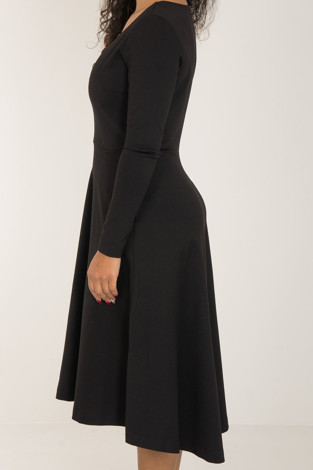 Heavy jersey wide skirt dress - Black - Svart, stretchy kjole med vid skjørt 