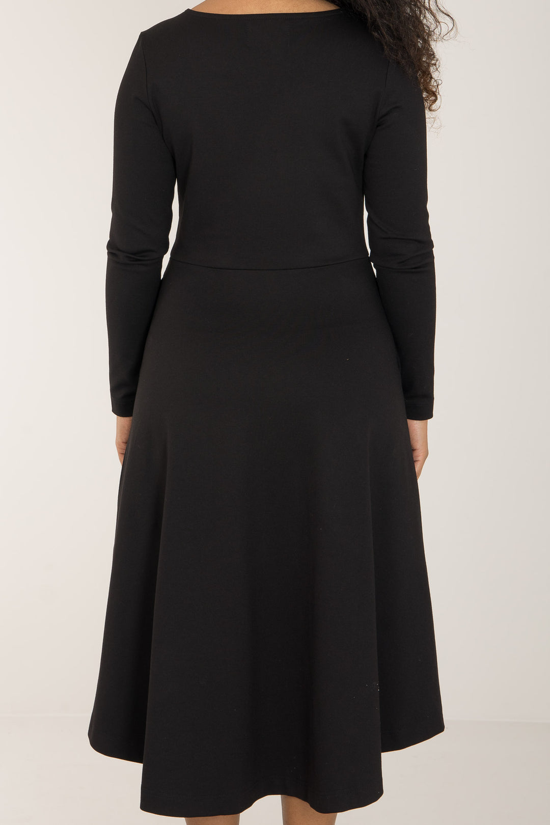 Heavy jersey wide skirt dress - Black - Svart, stretchy kjole med vid skjørt 