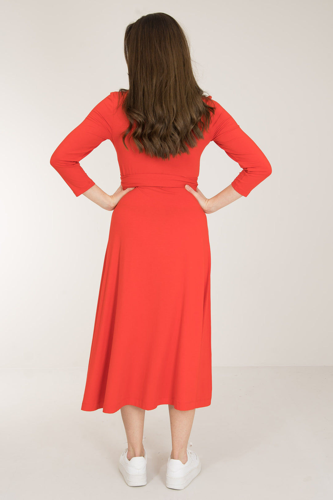 BBestie midi wrap jersey dress - Bright red - legglang, knallrød omslagskjole i jersey